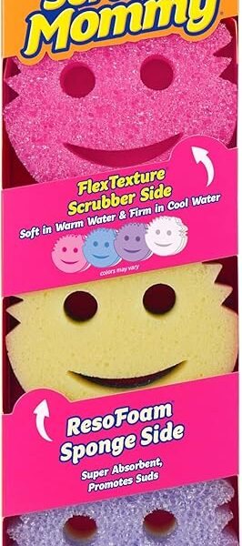 Scrub Daddy Scrub Mommy Sponges - Dish Scrubber + Non-Scratch Cleaning Sponges Kitchen, Bathroom + Multi-Surface Safe - Dual-Sided Dish Sponges for Scrubbing - Online Exclusive (3 Count)