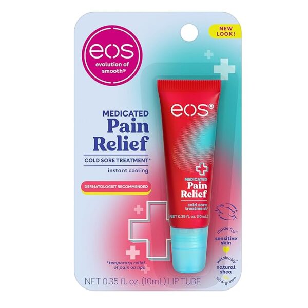 EOS Medicated Lip Balm - The Fixer | Lip Care to Repair and Protect Chapped and Dry Lips | Instant Cooling and Pain Relief with Natural Ingredients | 0.35 oz